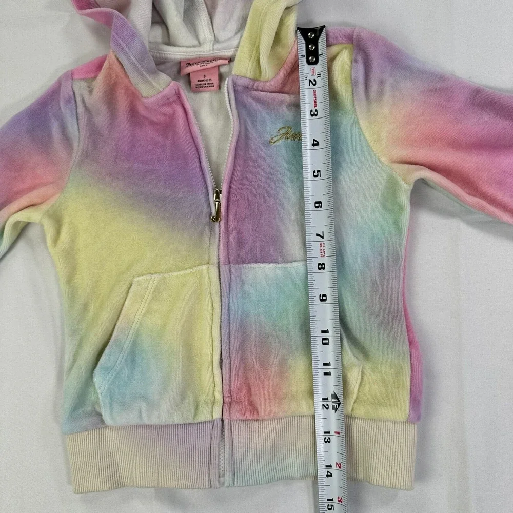Juicy Couture Kid's Velour Track Jacket 5 Multi‎ Tie Dye Design 2 Front Pockets